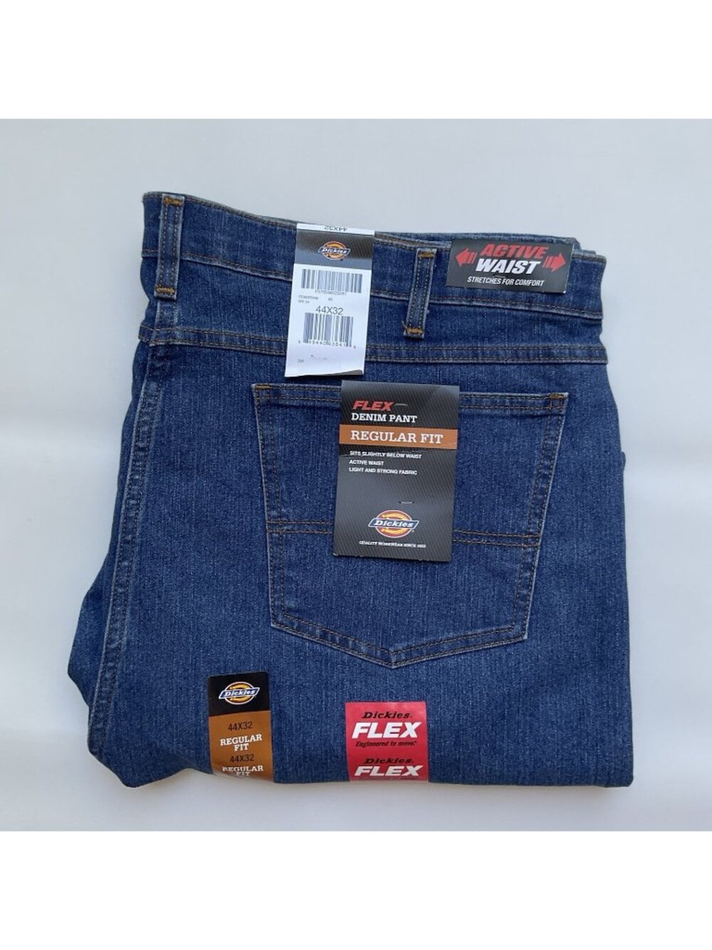 Dickies Men’s Flex Jeans Regular Fit Active Waist Blue Size 44X32